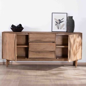 Aparador grande contemporáneo Vandana Autumn Haven de madera de mango con puertas y cajones con tiradores empotrados Cabure - Product Image 4