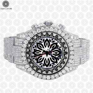 Charm Jewells Men's Luxury Stainless Steel Chronograph <b>Watch</b> 43mm Round Case Sapphire Crystal <b>Diamond</b> Bezel Mechanical Movement - Product Image 1
