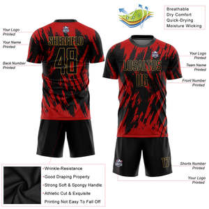 Uniforme de football personnalisé jaune bleu marine dégradé géométrique, maillot de football personnalisé avec nom et numéro d'équipe, short, kit complet pour hommes - Product Image 3