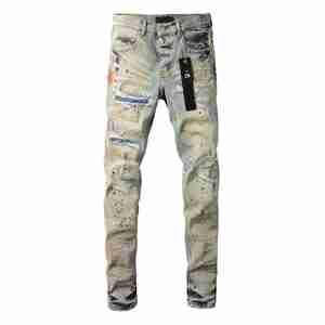 Nuevos Jeans Slim Fit para Hombre 2026, Pantalones Skinny con Estampado Desgastado, Cintura Media, Estilo Urbano, con Efecto de Reparación de Pintura y Suavizante - Product Image 1