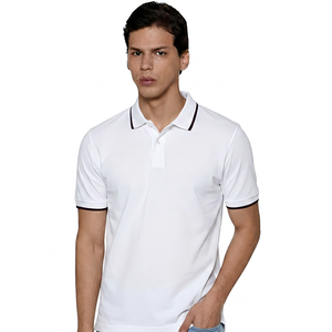 Polo de Manga Corta para Hombre, Color Sólido, con Bolsillo, Casual, de Algodón Transpirable, Corte Regular - Product Image 2