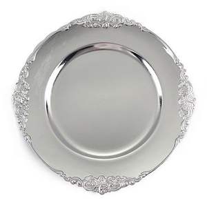 Assiette de service cannelée de 13 pouces en métal galvanisé, écologique, de luxe et élégante, pour mariages et événements, vente en gros - Product Image 4