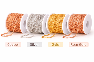 Cadena de Cobre con Eslabones Ovalados Chakralume de 4x6 mm, 1 Metro, Chapada en Oro, Plata y Oro Rosa, Sin Níquel, Antideslustre, para Fabricación de Joyería, Venta al por Mayor, DIY - Product Image 5