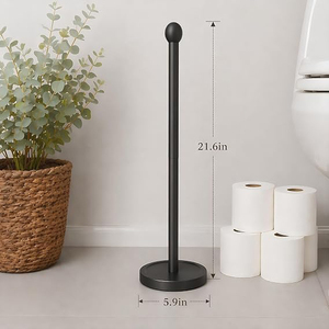Toilet <b>Paper</b> Holder Stand, <b>Black</b> Floor Standing <b>Tissue</b> Roll Holder with Reserve Compact Design Bathroom Toilet <b>Paper</b> Roll Holder - Product Image 4