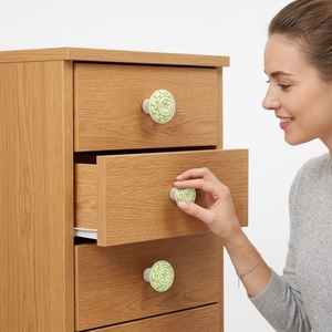 Pomo Redondo de Cerámica para Muebles, Diseño de Estrella Grabada en Verde, Tirador Moderno para Muebles de Hogar, Bar, Armario, Ecológico y Duradero - Product Image 2
