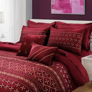 Ensemble de literie moderne 4 pièces avec couette, coton et polyester, motif brodé, logo personnalisé, résistant à l'eau, 300 fils au pouce carré - Product Image 1