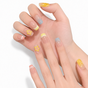 Milieu Ellipse Nude rose Acrylique Vernis à ongles pré-conçu Style frais et minimal Design Pastel Meadow - Product Image 3