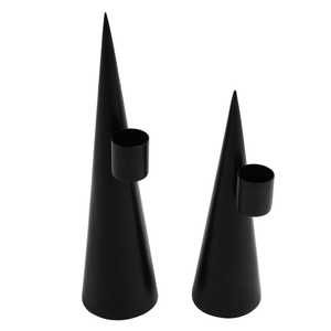 Porte-bougies coniques noirs Modern Radiance pour la décoration de la maison, en fer, design durable - Product Image 3