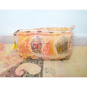 New Indian Handmade Cotton Kantha pouch Bag for Women patchwork Designer pouch set of 3 for makeup organizer for travelling - Product Image 5