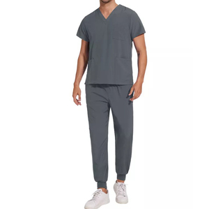 Men Women Unisex Beauty Hospital Stretch Top Jogger Pant Surgical Nursing <b>Doctor</b> Uniform V-collar Scrubs Suit Medical Scrubs <b>Set</b> - Product Image 3