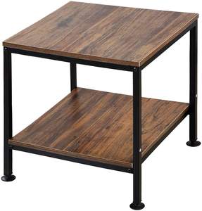 Mesa Auxiliar Cuadrada con Estructura Metálica, Mesa de Noche Rústica Marrón, Mesa Lateral de Madera Vintage Resistente para Sala de Estar o Dormitorio - Product Image 2