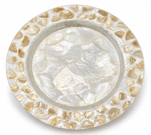 Plateau de service artisanal en coquille de Capiz, nacre naturelle, plateau décoratif et vaisselle de luxe - Product Image 2