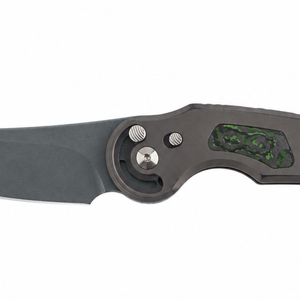 Couteaux pliants gris avec manche à incrustation de motifs verts, lame noire pointue et quincaillerie pivotante argentée pour utilisation extérieure DX - Product Image 6