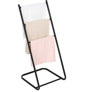 Toallero de Metal Negro Contemporáneo Estilo Escalera, Soporte Independiente, Organizador de Baño, Ahorro de Espacio, Estructura Decorativa - Product Image 1