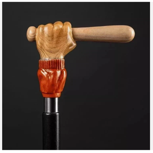 Bastón de Madera Grabado a Mano con Mango de Bate de Béisbol y Empuñadura Roja, Regalo Temático Personalizado para Aficionados al Deporte - Product Image 2