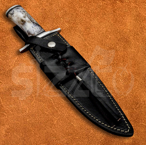 Custom Handmade D2 Steel Bowie <b>Knife</b> with Color <b>Bone</b> <b>Handle</b> & Leather Sheath Hunting Camping OEM Ideal Gift for Him - Product Image 6