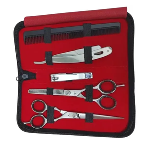 Kit de coiffure professionnel en acier inoxydable poli miroir avec ciseaux à effiler, ciseaux de coiffure et rasoir, avec peigne, en vente - Product Image 4