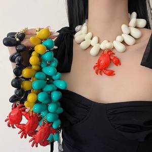 Collier de perles irrégulières en résine faites à la main, multicolores, bijoux de mode, artisanat moulé, pour femmes et filles - Meilleures ventes - Product Image 6