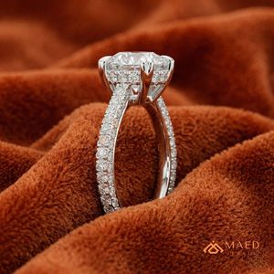Womens <b>Silver</b> Diamond <b>Ring</b> Round Cut Moissanite <b>Solitaire</b> Engagement Bridal Jewelry Gift for Her USA - Product Image 3