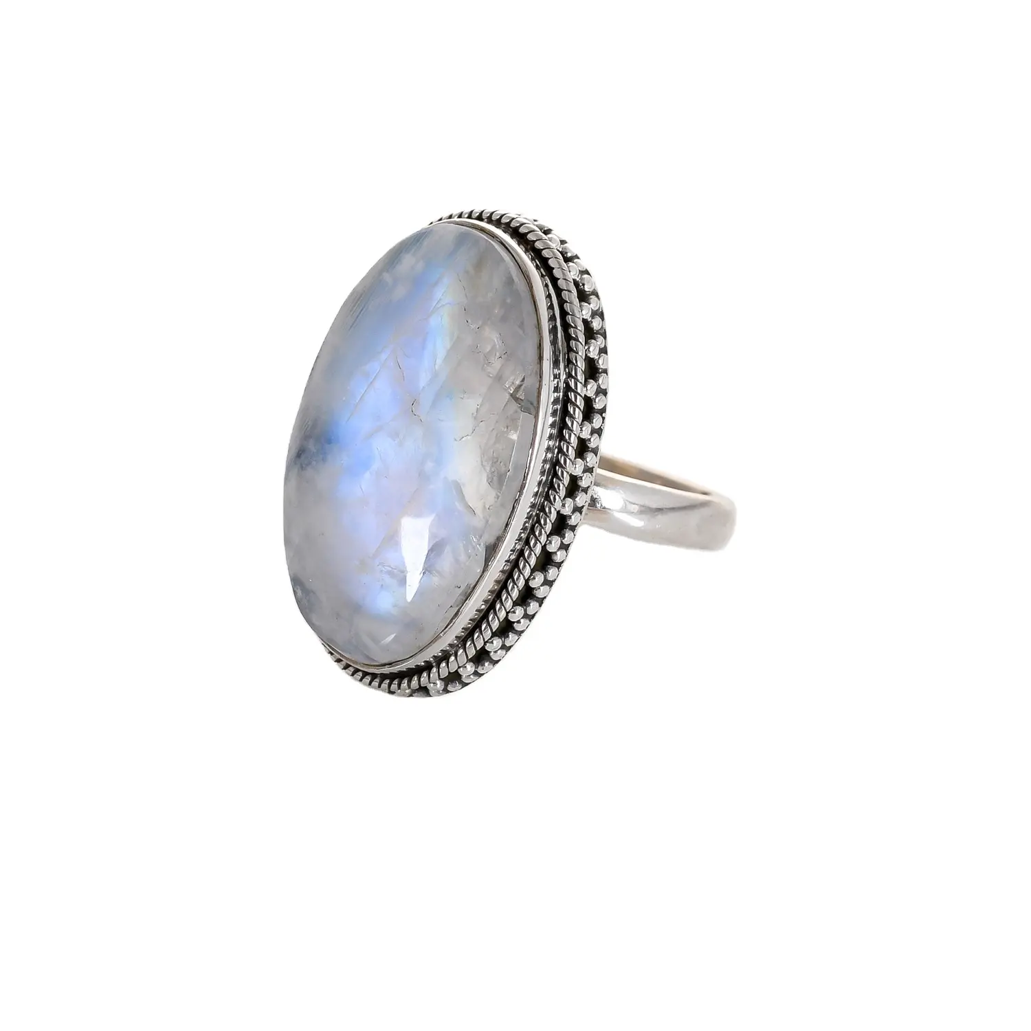 Vintage Natural Large Oval Moonstone 925 Sterling Silver Boho Ring Big stone Bohemian Chunky Rings Handmade Gemstone Jewelry