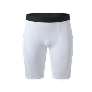 Custom Compression Spandex Polyester Casual Breathable Front Logo <b>Mid</b> Waist Drawstring Closure Pockets Hot Men's Athletic Shorts - Product Image 1
