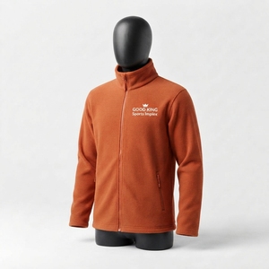 Customized <b>Mens</b> Lightweight Full Zip Stand Collar Soft Polar Fleece Front Winter Outdoor Casual Zipper <b>Jacket</b> - Product Image 4