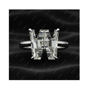 Anillo Solitario de Plata de Ley 925 con Letra Inicial W de Diamante Cultivado en Laboratorio con Certificación GIA IGI, DEF VVS VS, Oro Fino, Regalo para Él - Product Image 1
