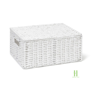 TOP SELLING Handmade Eco Paper Rope <b>Basket</b> with Cutout Handles Decorative Storage Box for Modern Home Organization - Product Image 1