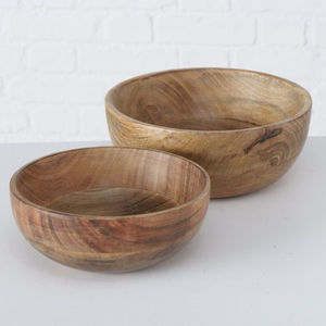 Bol de service artisanal en bois naturel, écologique, rond, en bois de manguier, durable, décoratif, vaisselle de cuisine, en promotion - Product Image 2