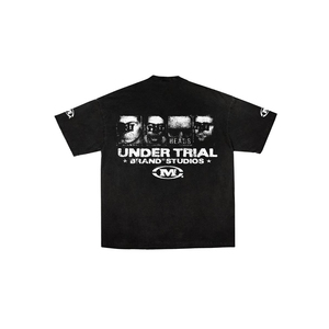 Camiseta de Manga Corta Negra para Hombre al por Mayor con Estampado Gráfico de Ojo, Estilo Urbano, Corte Regular, Algodón Jersey, Cuello Redondo - Product Image 3