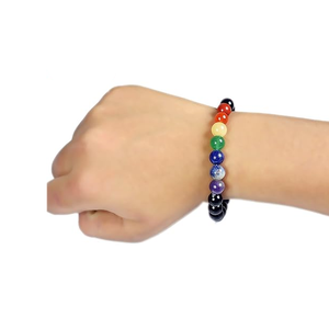 Bracelet de guérison Reiki en obsidienne noire de haute qualité avec perles des sept chakras, cadeau romantique, mode unisexe, énergie - Product Image 2