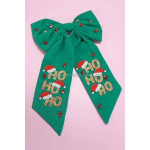 Lazo de pelo de Navidad Ho para niñas, diseño de sombrero de Papá Noel de satén grande para fiestas de invierno, regalos, animales de boda - Product Image 3
