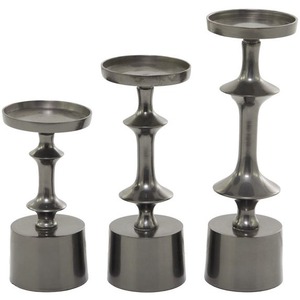 <b>Candlestick</b> Holder Set of 3 with <b>Silver</b> Finish Home Decoration Durable Metal Design - Product Image 5
