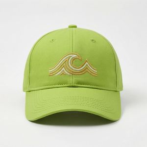 โลโก้ลายคลื่นสีเขียวมะนาว หมวกเบสบอล ฟิตเนส สำหรับผู้หญิง ดีไซน์สำหรับกิจกรรมกลางแจ้ง ฤดูร้อน หมวกที่ปรับได้ทุกเพศ ดีไซน์คุณภาพสูงขั้นสูง - Product Image 1