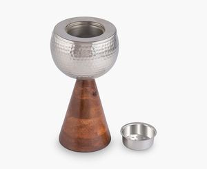 Quemador de incienso árabe Bakhoor, cono metálico Mabkhara, quemador de incienso Oud, base de madera, soporte tradicional árabe para incienso - Product Image 4