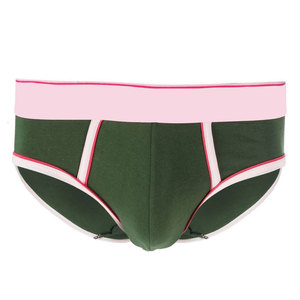 Ropa Interior Masculina de Punto, Estilo Tanga, Cintura Baja, a Rayas, Transpirable, de Algodón y Elastano, con Cintura Verde y Rosa - Product Image 1