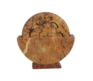 Soapstone Coaster Set with Decorative <b>Stand</b>, Hand Carved Stone <b>Drink</b> Coasters for Home - Product Image 2