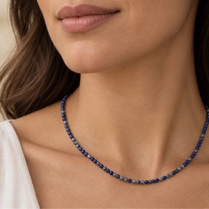 Collar de Piedras Naturales Facetadas de 2 mm, Delicado Collar de Cuentas Redondas para Mujer - Product Image 3
