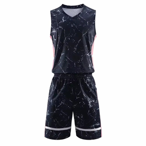 Conjunto de Camiseta y Pantalones Cortos de Baloncesto Personalizados, Uniforme de Equipo Sublimado con Diseño de Mármol Negro, Ropa Deportiva Transpirable de Secado Rápido - Product Image 1