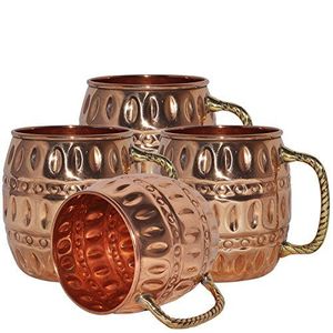 Artisan Hammered Copper Moscow Mule <b>Mug</b> <b>Set</b> Handmade Cocktail Drinkware for Beer Vodka Juice and Chilled Beverages - Product Image 1
