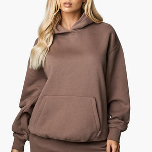 Sudadera con capucha de terciopelo y algodón para mujer, cuello en V, oversize, manga larga, estilo urbano, informal y cómoda para otoño/invierno - Product Image 1