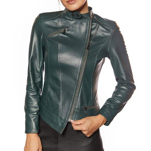 High Quality Women's Winter Leather Jacket Genuine Sheepskin Leather Jacket Motorcycle Style OEM Custom Design Supply - Product Image 1