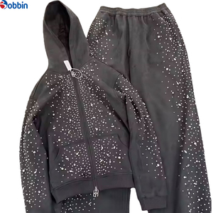 Chándal de Moda para Hombre con Pedrería, Logotipo Personalizado, Fabricantes OEM, Color Personalizado, Chándal Unisex con Pedrería, Ropa Casual Transpirable - Product Image 1