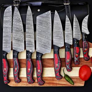 Juego de Cuchillos de Chef Nordic Forge de 8 Piezas, Acero de Damasco, Mangos de Madera, Diseño Ambidiestro, Hojas Hechas a Mano de 67 Capas, OEM Profesional - Product Image 1