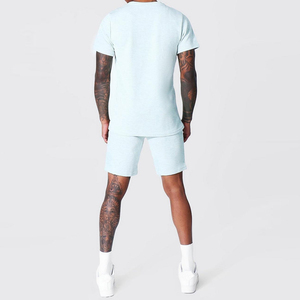 OEM 2 Color Streetwear Solid Casual T-Shirt Shorts <b>Set</b> Crew Neck Short Sleeve Midweight 100% Cotton Men's Summer <b>Set</b> - Product Image 2