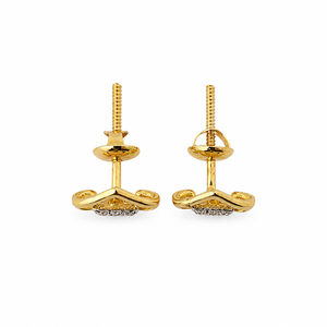 18K Yellow Gold Diamond Geometric Stud <b>Earrings</b> for Women High Polish Daily Wear Party Wedding Jewelry Gift - Product Image 5