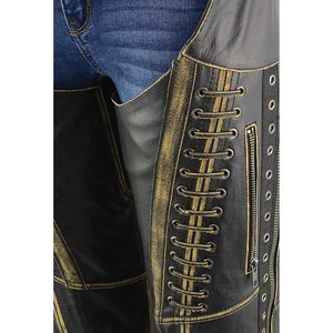 Cuissardes en cuir premium 2025 pour femmes, noir, coutures frottées, avec accents de dentelle, MLL6527, vêtements de moto et de course automobile - Product Image 2