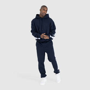 <b>Men's</b> <b>Navy</b> Blue Cotton Sweatpants Elastic Waist Drawstring Casual <b>Joggers</b> Side Pockets Midweight Knitted Autumn Wear - Product Image 6