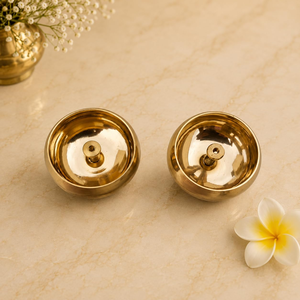 Brass Bowl Nanda Diya Set of 2 Brass Oil Lamps with Decorative Bowl <b>for</b> <b>Pooja</b> Hindu Prayer <b>Home</b> Temple <b>Mandir</b> Diwali Festival - Product Image 2