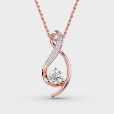 สร้อยคอเพชรทรงกลม 1 กะรัต เพาะเลี้ยงในห้องปฏิบัติการ |   จี้ทองคำขาว 14K แบบโซลิแทร์ - Product Image 6